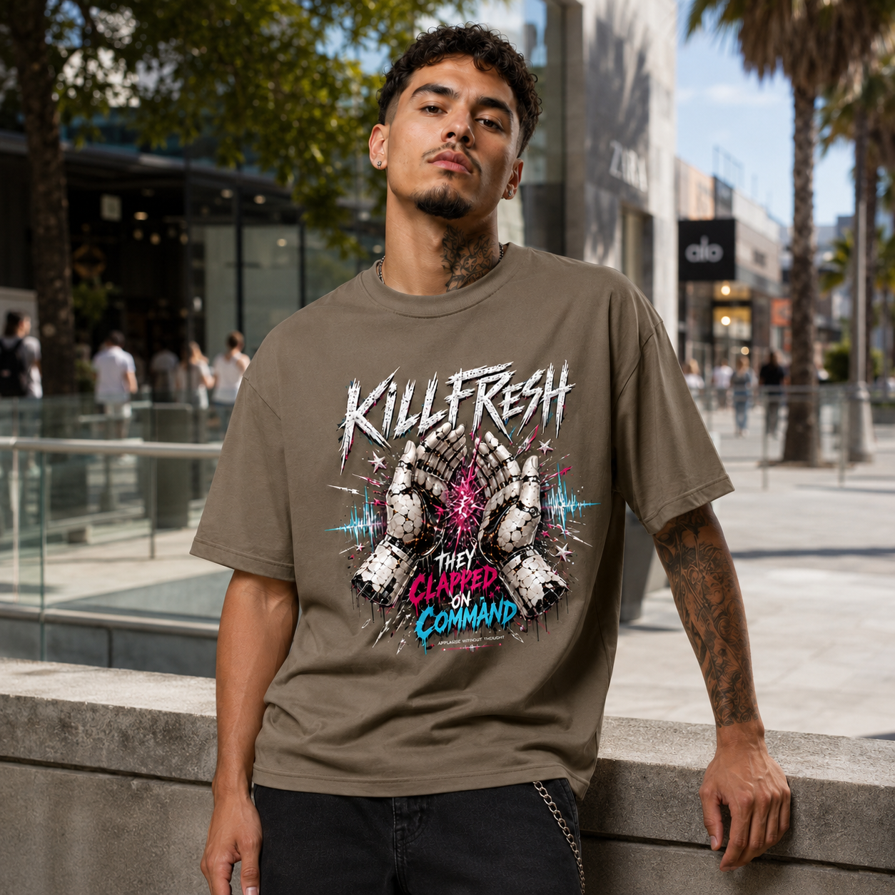 They Clapped On Command Oversized Graphic Tee