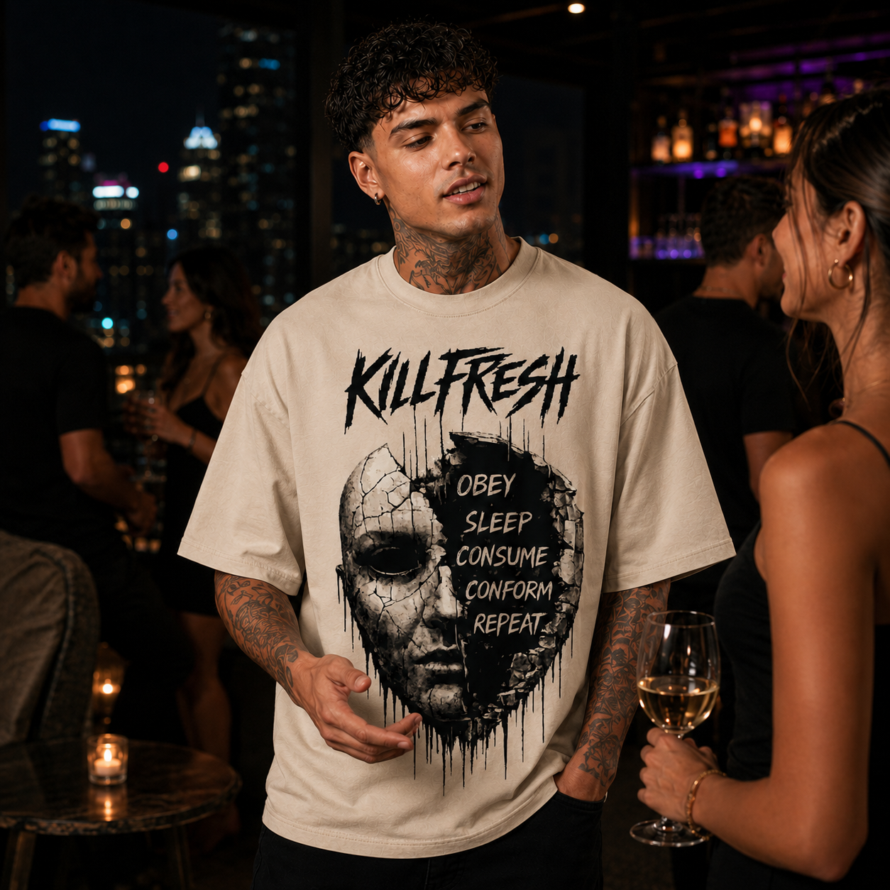 Masked Agenda Oversized Streetwear Tee