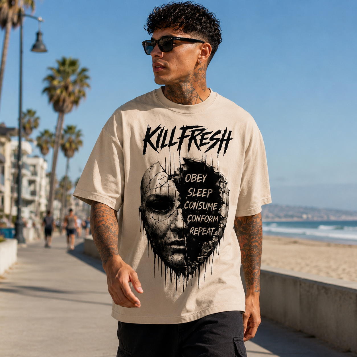 Masked Agenda Oversized Streetwear Tee