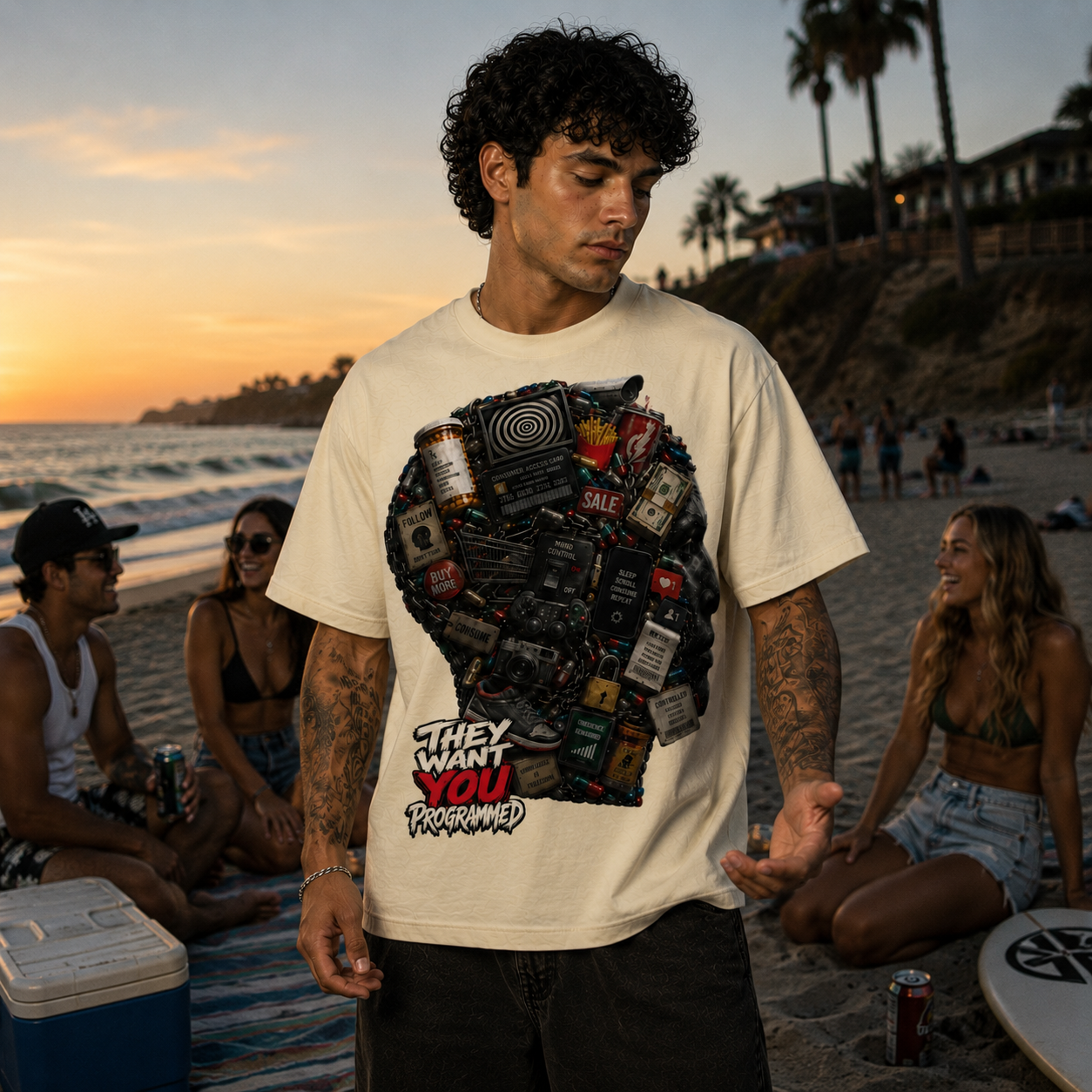They Want You Programmed Heavyweight Oversized Graphic Tee