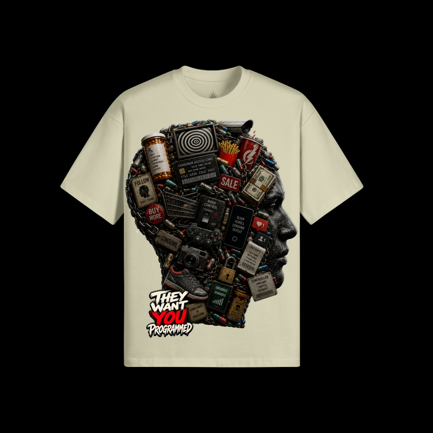 They Want You Programmed Heavyweight Oversized Graphic Tee