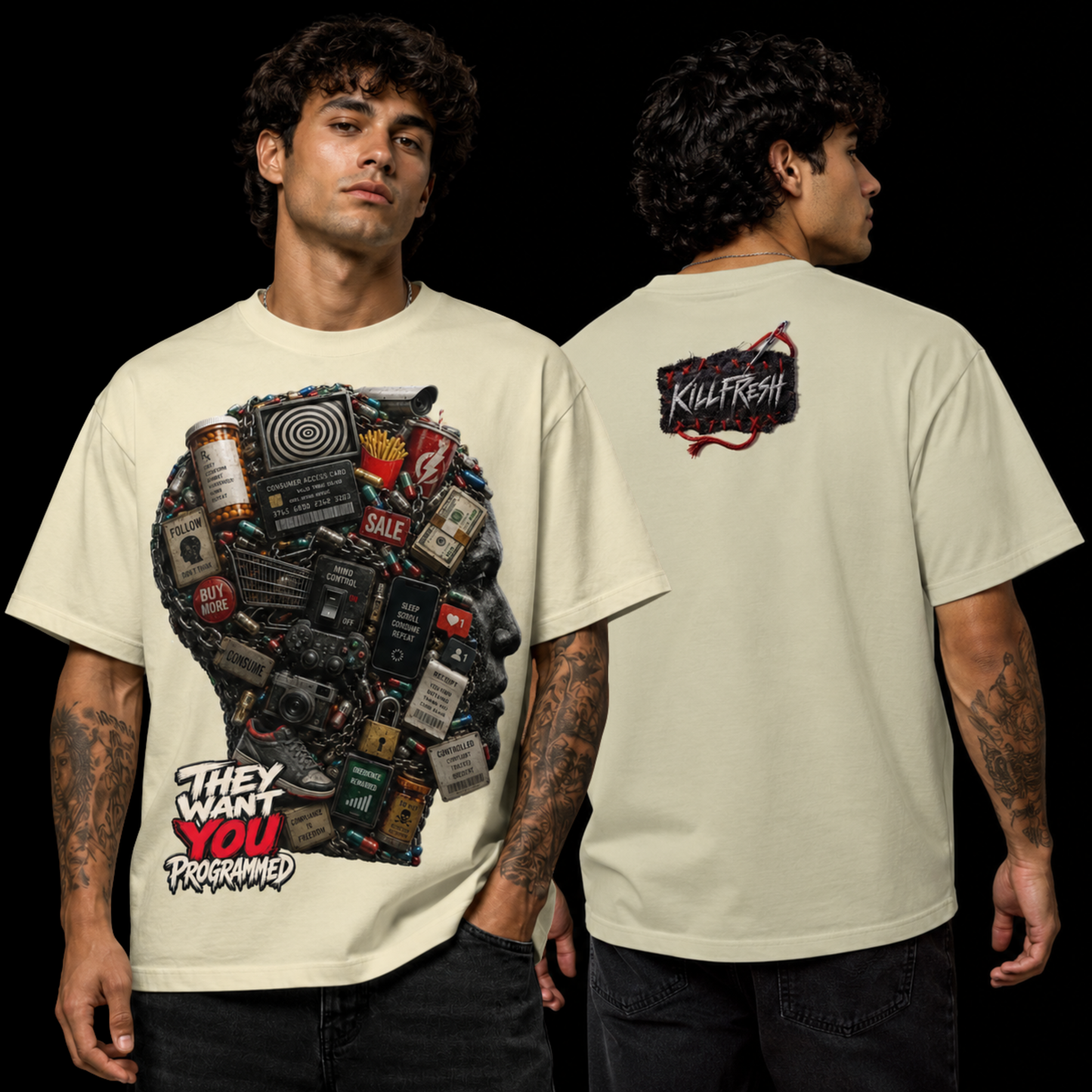They Want You Programmed Heavyweight Oversized Graphic Tee